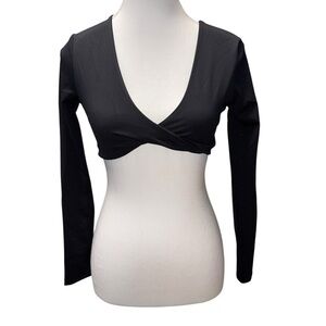 Molly Green Long Sleeve Black Crop Top